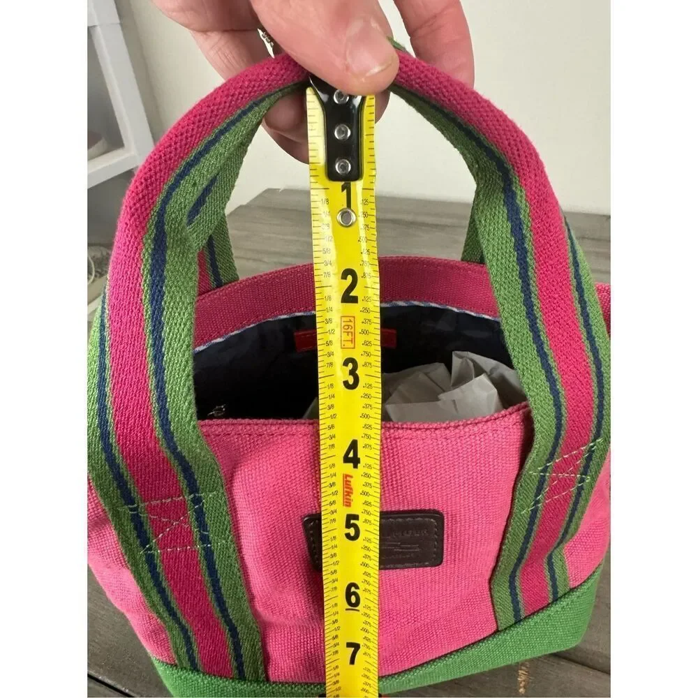 Vintage Tommy Hilfiger Canvas Tote Watermelon Pink Green Y2K Bag - Picture 6 of 8